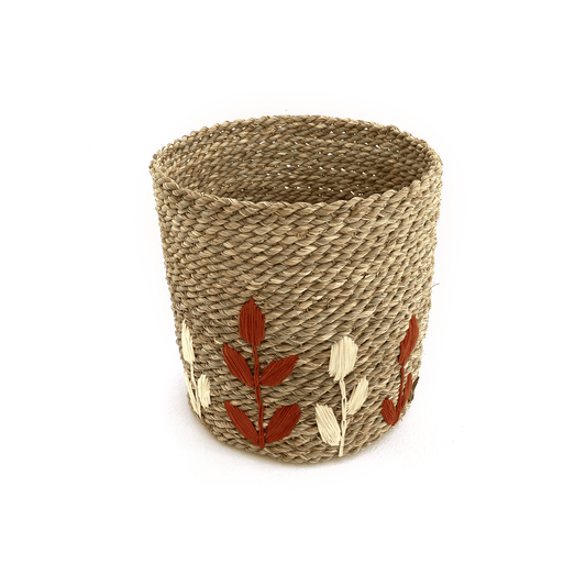 Halfa cup basket leaf embroidery. سلة حلفا كأس تطريز ورق شجر