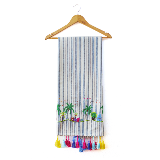 Rustic embroidered Castor shawl. شال كاستور مطرز ريفي