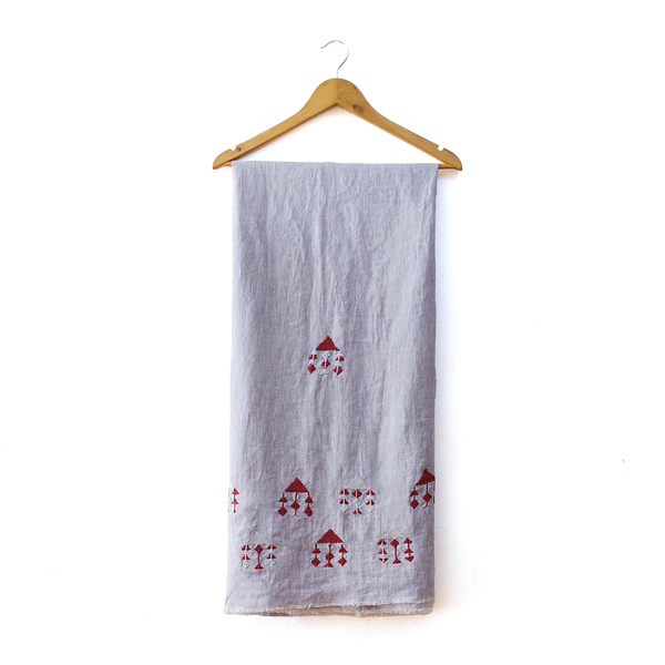 Geometric embroidered Castor shawl. شال كاستور مطرز هندسي