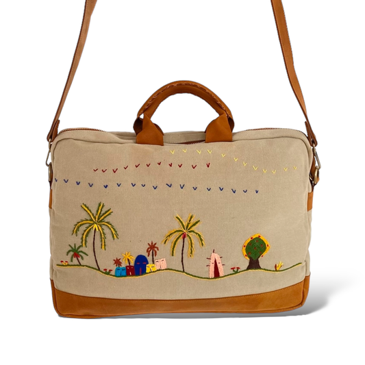 Embroidered Fabric Laptop Bag حقيبة لاب توب قماش مطرز