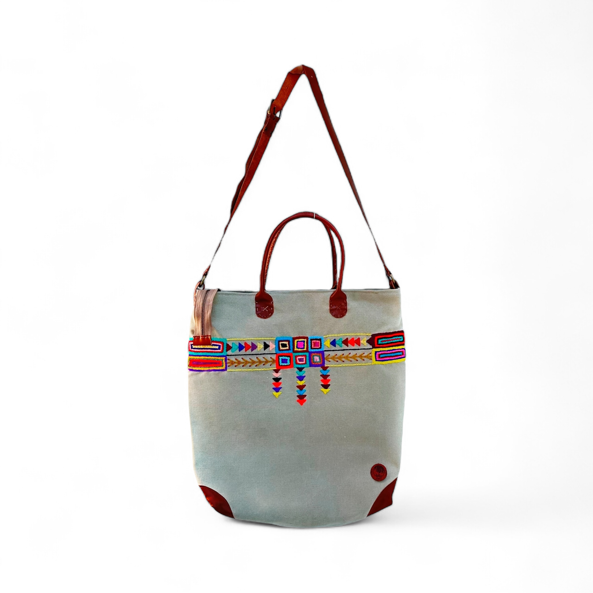 Geometric Embroidered Fabric Shoulder Bag B532 حقيبة كتف قماش مطرزة هندسي