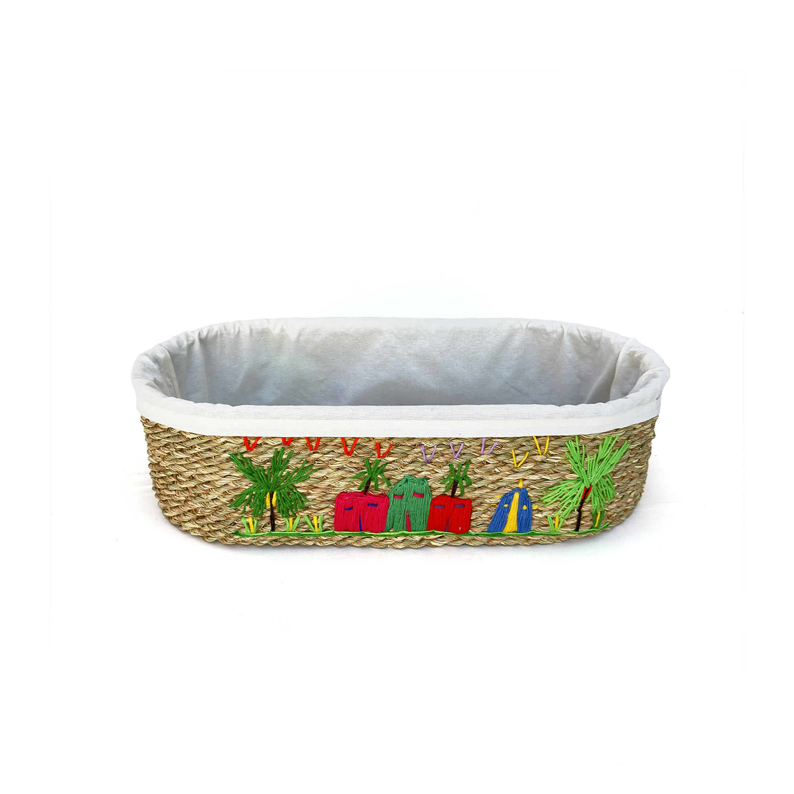 Embroidered Halfa tray oval (cat houses)  صينية حلفا بيضاوي مطرزة