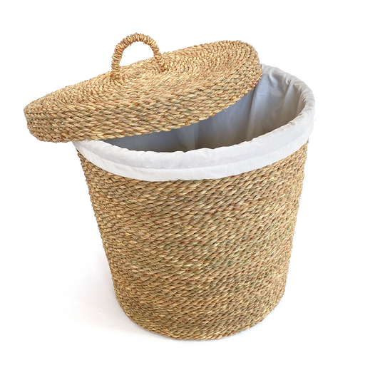 Halfa laundry basket with lid. سلة حلفا للغسيل بغطاء