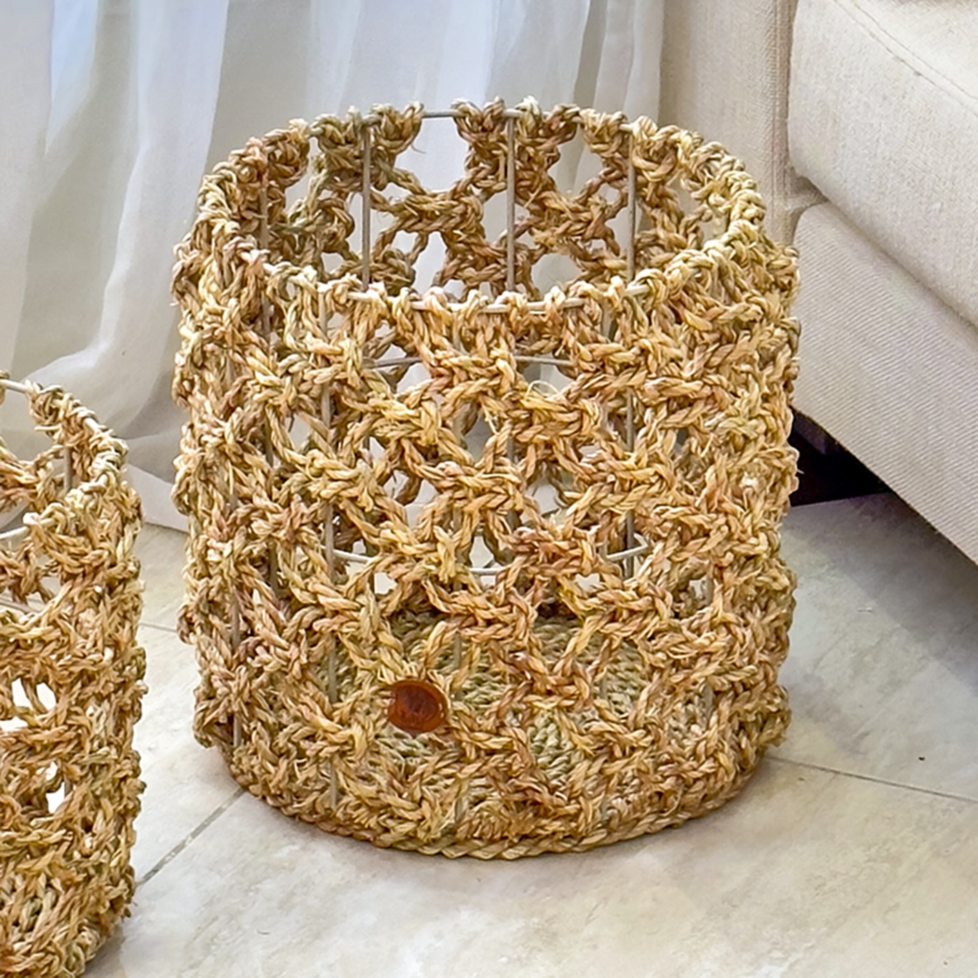 Halfa basket mesh yarn. سلة حلفا غزل شبكة