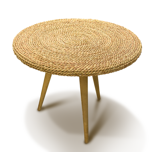 Round Halfa Table with wooden legs طاولة حلفا دائري برجل خشب