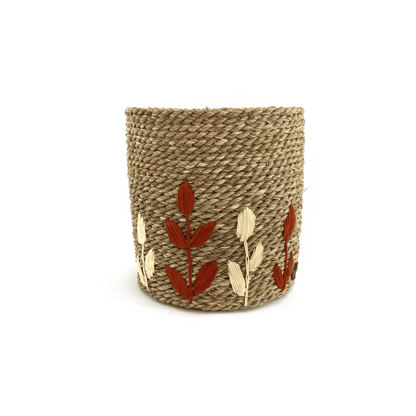 Halfa cup basket leaf embroidery. سلة حلفا كأس تطريز ورق شجر