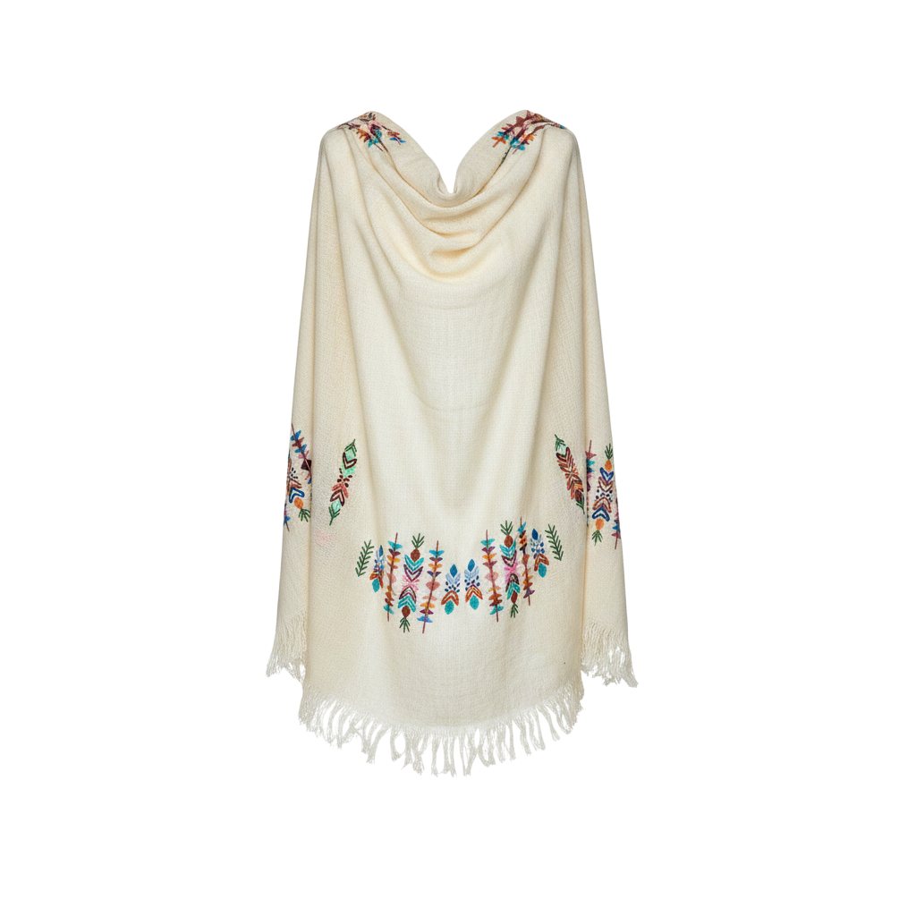 Geometric colors Embroidered Linen Shawl L481 شال كتان مطرز الوان هندسي