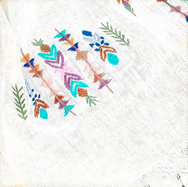 Geometric colors Embroidered Linen Shawl L481 شال كتان مطرز الوان هندسي