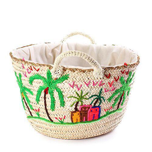 Baddara Embroidered Khoos Basket. بدارة سلة خوص مطرزة