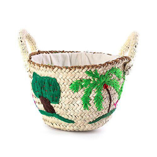 Baddara Embroidered Khoos Basket. بدارة سلة خوص مطرزة