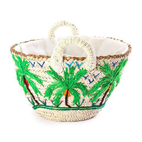 Baddara Embroidered Khoos Basket. بدارة سلة خوص مطرزة