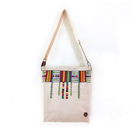 Geometric Embroidered Fabric Shoulder Bag حقيبة كتف قماش مطرزة هندسي