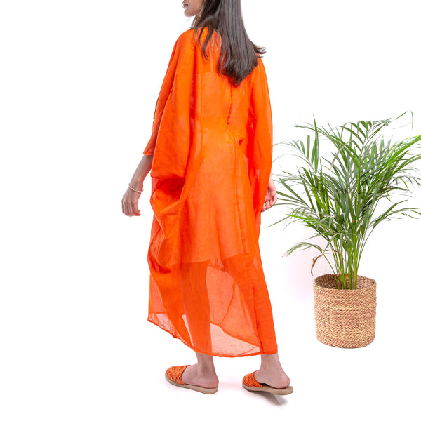 Embroidered Linen Jalabiya JL362. جلابية كتان مطرز