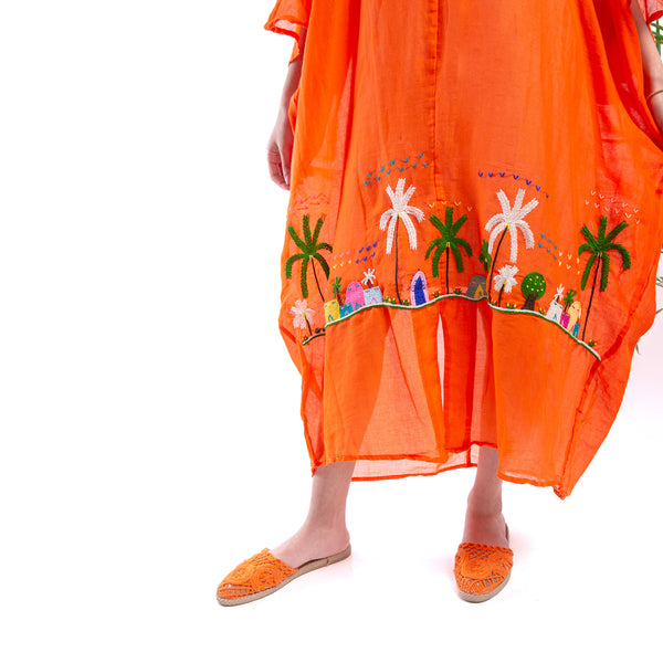 Embroidered Linen Jalabiya JL362. جلابية كتان مطرز