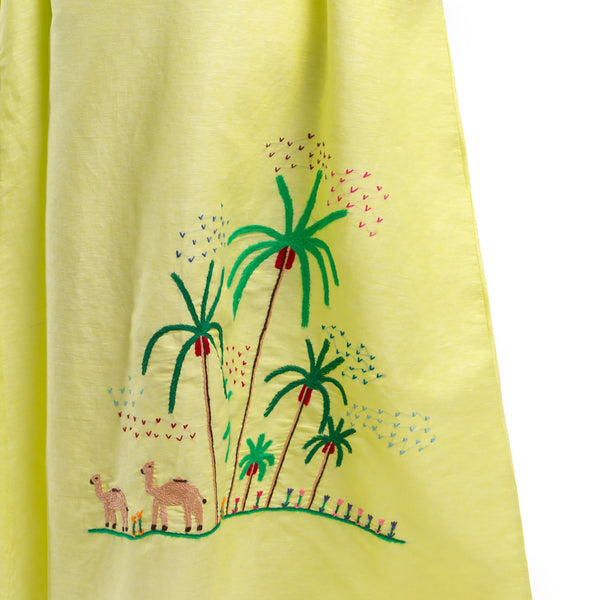 Embroidered Linen Jalabiya JL368. جلابية كتان مطرز