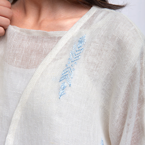 Embroidered linen Jalabiya JL001. قفطان كتان مطرز