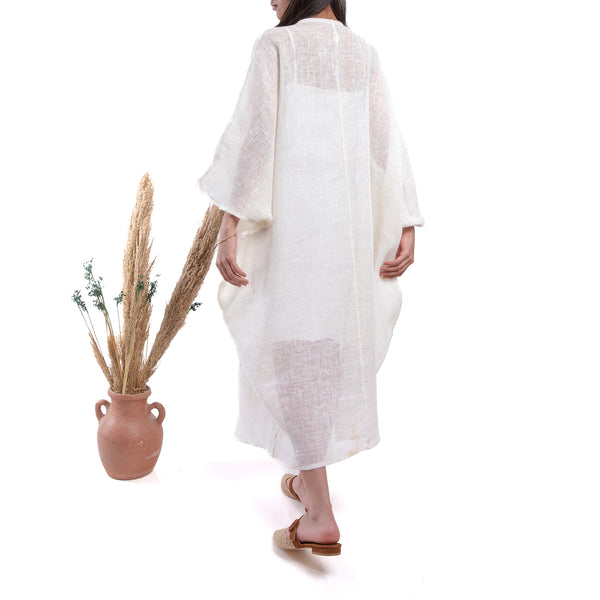 Embroidered Linen Jalabiya JL301. جلابية كتان مطرز