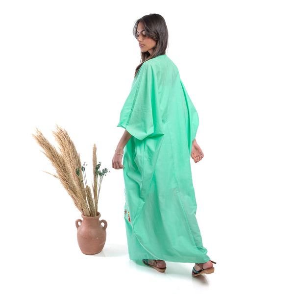 Embroidered Linen Jalabiya JL363 . جلابية كتان مطرز