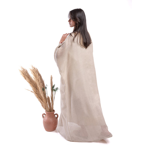 Embroidered linen Jalabiya JL005. قفطان كتان مطرز