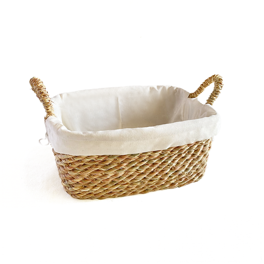 Halfa Rectangular Basket with Handle and Cover - Towels سلة حلفا مستطيلة بيد وجراب - فوط