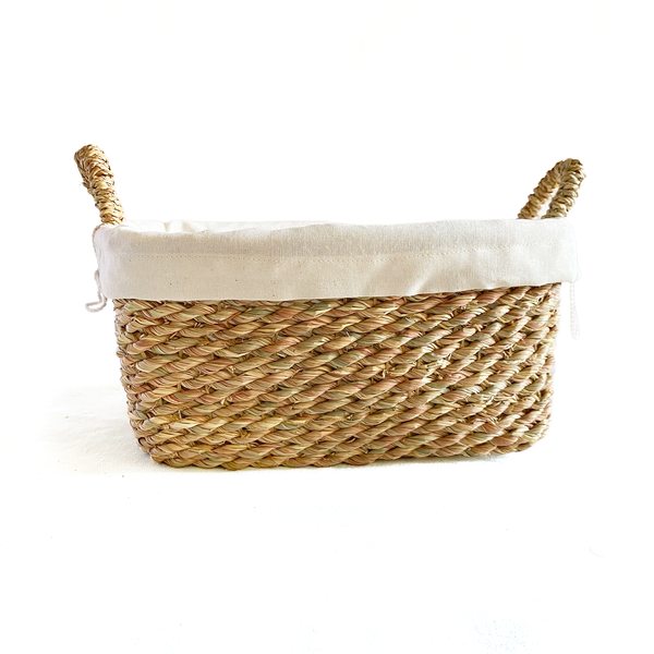 Halfa Rectangular Basket with Handle and Cover - Towels سلة حلفا مستطيلة بيد وجراب - فوط