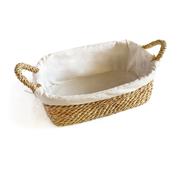 Halfa Rectangular Basket with Handle and Cover - Towels سلة حلفا مستطيلة بيد وجراب - فوط