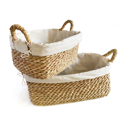 Halfa Rectangular Basket with Handle and Cover - Towels سلة حلفا مستطيلة بيد وجراب - فوط