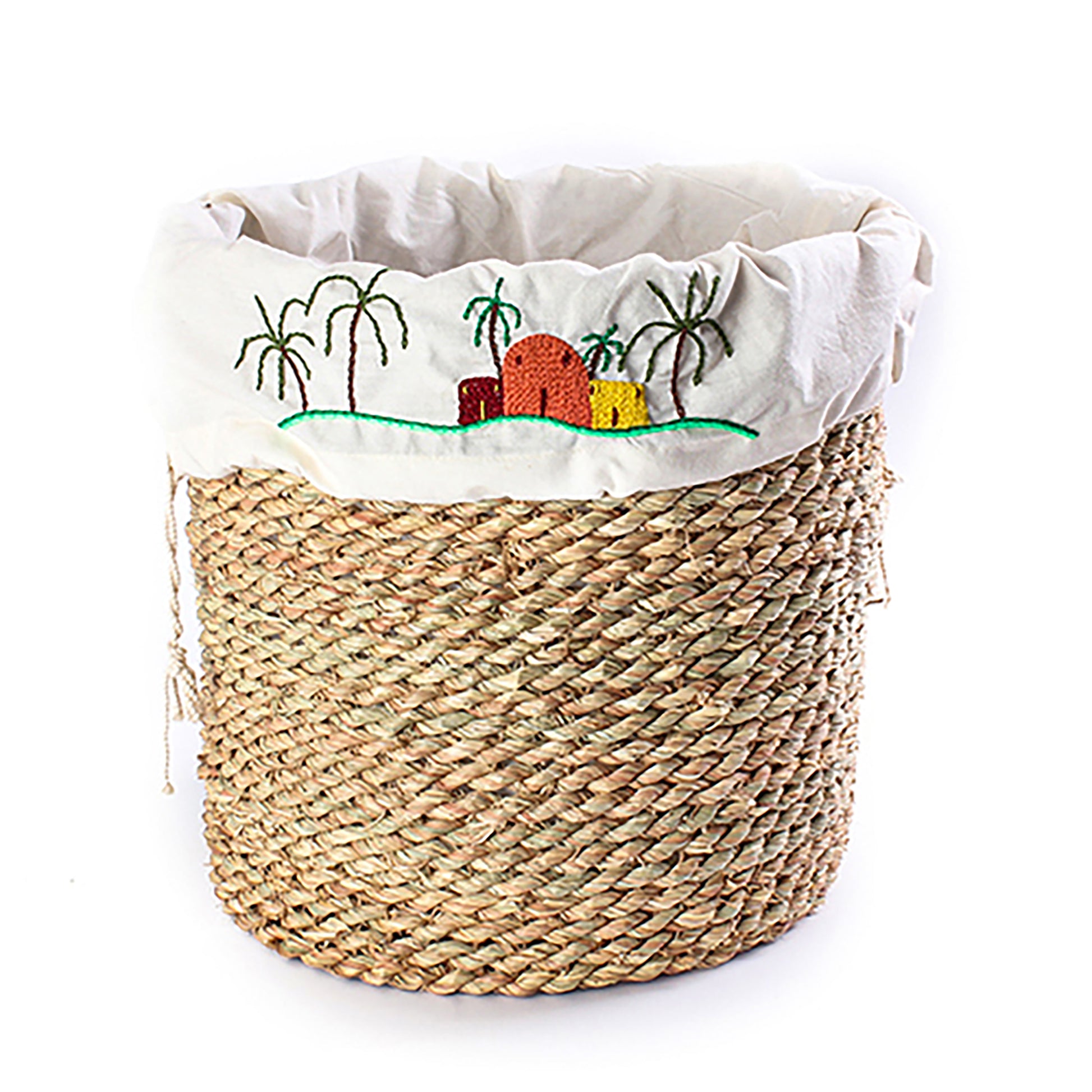 Halfa basket with embroidered pouch. سلة حلفا مع جراب مطرز
