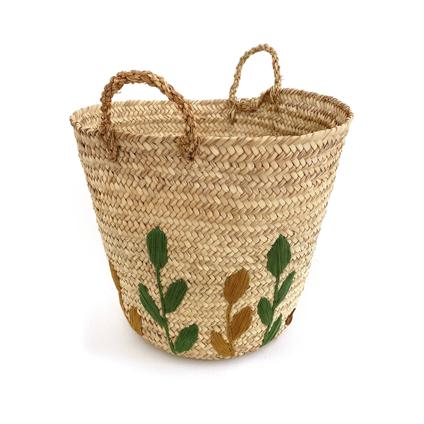 Baddara Embroidered Khoos Basket XXXL. بدارة سلة خوص مطرزة
