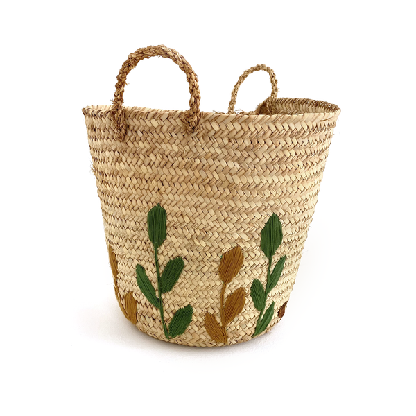 Baddara Embroidered Khoos Basket XXXL. بدارة سلة خوص مطرزة