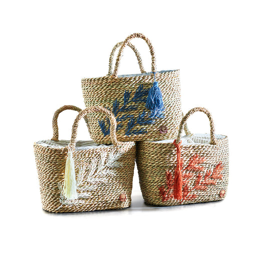 Embroidered Halfa Bag with Halfa hand (S) حقيبة حلفا مطرزة يد حلفا