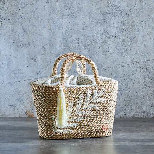 Embroidered Halfa Bag with Halfa hand (S) حقيبة حلفا مطرزة يد حلفا