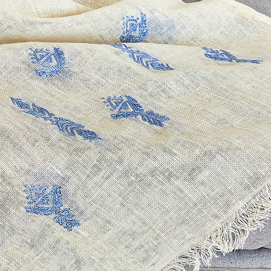 Embroidered linen Shawl. شال كتان مطرز