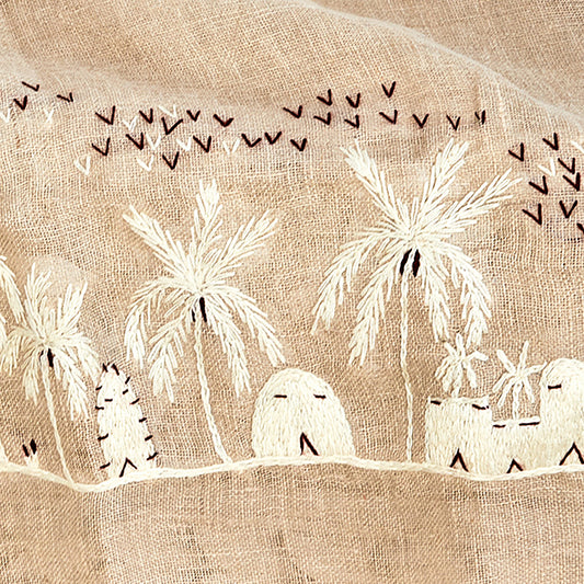 Embroidered linen Shawl. شال كتان مطرز